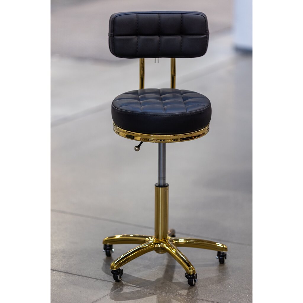 Profesionāls krēsls-ķeblītis skaistumkopšanas meistaram GOLD AM-961, melns cena un informācija | Mēbeles skaistumkopšanas saloniem | 220.lv