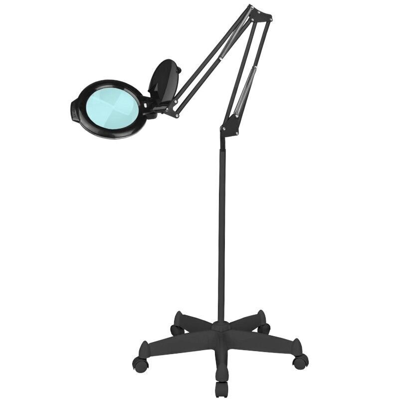 Profesionālās kosmetoloģijas LED lupas lampa MOONLIGHT 8013/6, melna krāsa (ar statīvu) cena un informācija | Mēbeles skaistumkopšanas saloniem | 220.lv