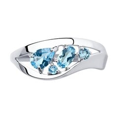 Серебряное кольцо , покрытие родием, топаз, 18.5,  925° цена и информация | Кольца | 220.lv