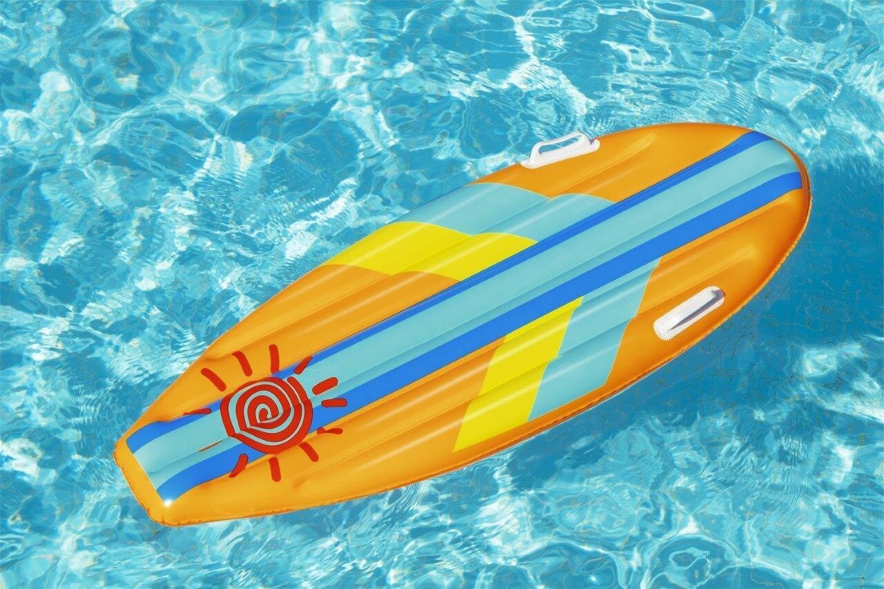 Piepūšamais pelddēlis Bestway Sunny Surf Rider 114 x 46 cm, oranžs cena un informācija | Piepūšamās rotaļlietas un pludmales preces | 220.lv