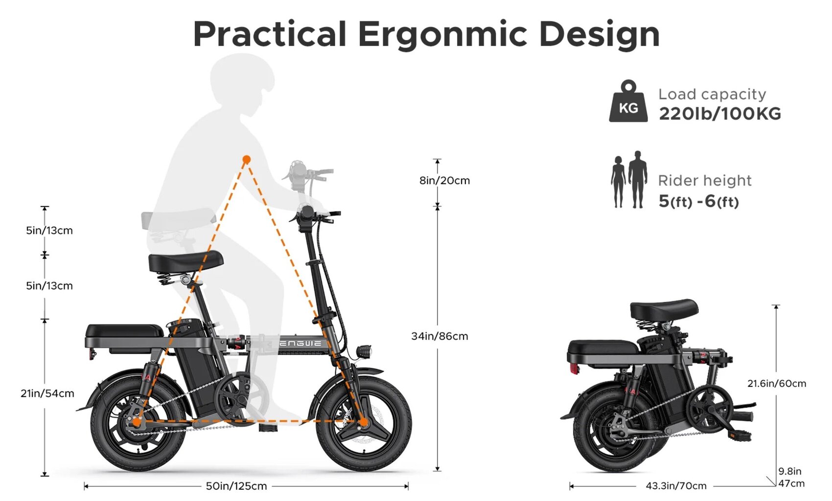 Elektriskais velosipēds Engwe T14, pelēks, 250W, 10Ah (2 gab.) cena un informācija | Elektrovelosipēdi | 220.lv