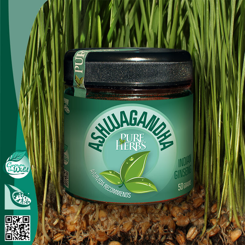 Ājurvēdas augs PureHerbs.Eu AŠWAGANDHA, 50 g (India ženšenn) cena un informācija | Tējas un ārstniecības augi | 220.lv