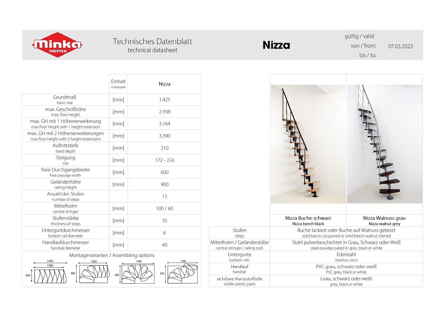 Moduļu kāpnes NIZZA Minka, Sudraba / Rieksts. Komplektā augstums: 294 cm cena un informācija | Kāpnes | 220.lv