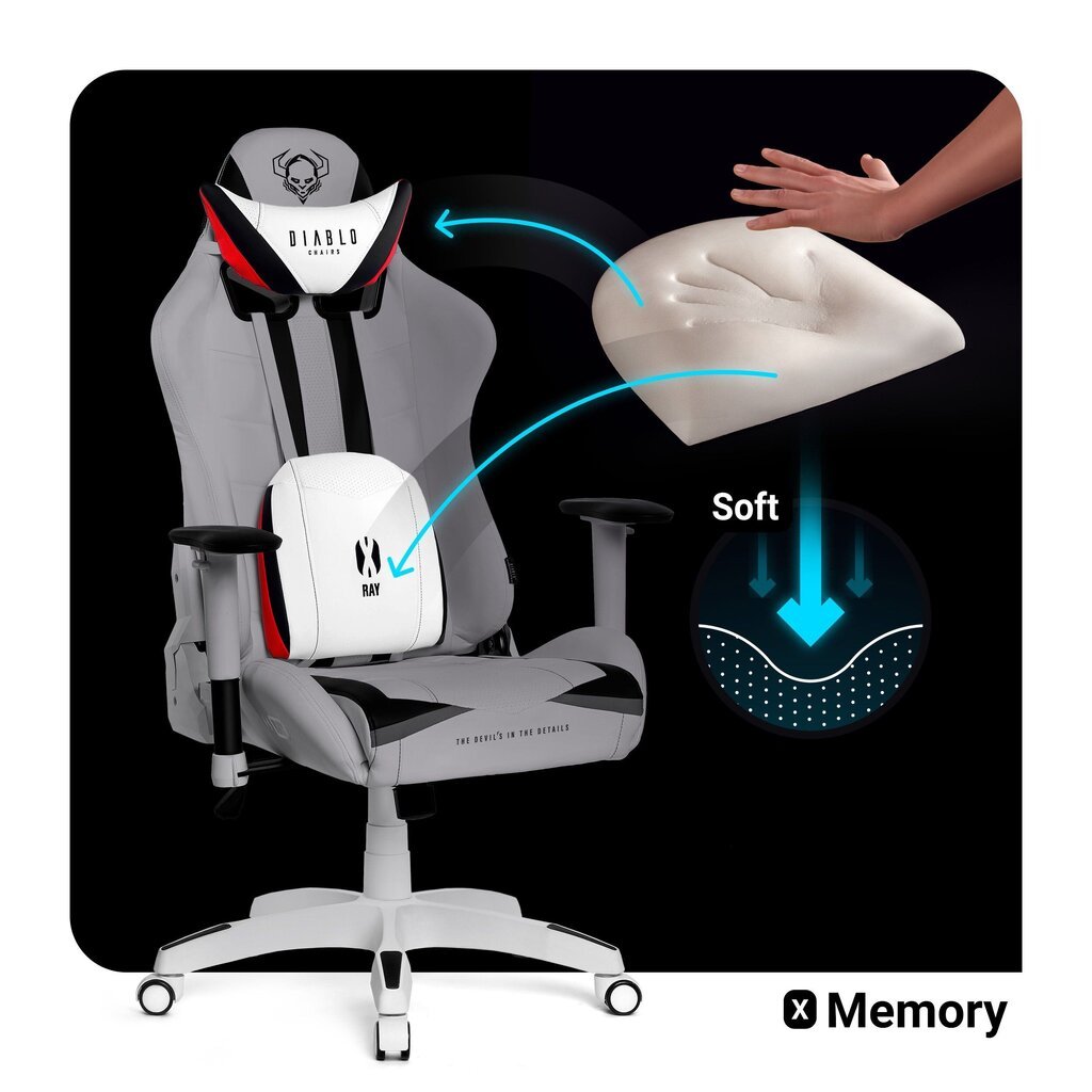 Diablo X-Ray 2.0 King Size melns - balts ergonomisks krēsls cena un informācija | Biroja krēsli | 220.lv