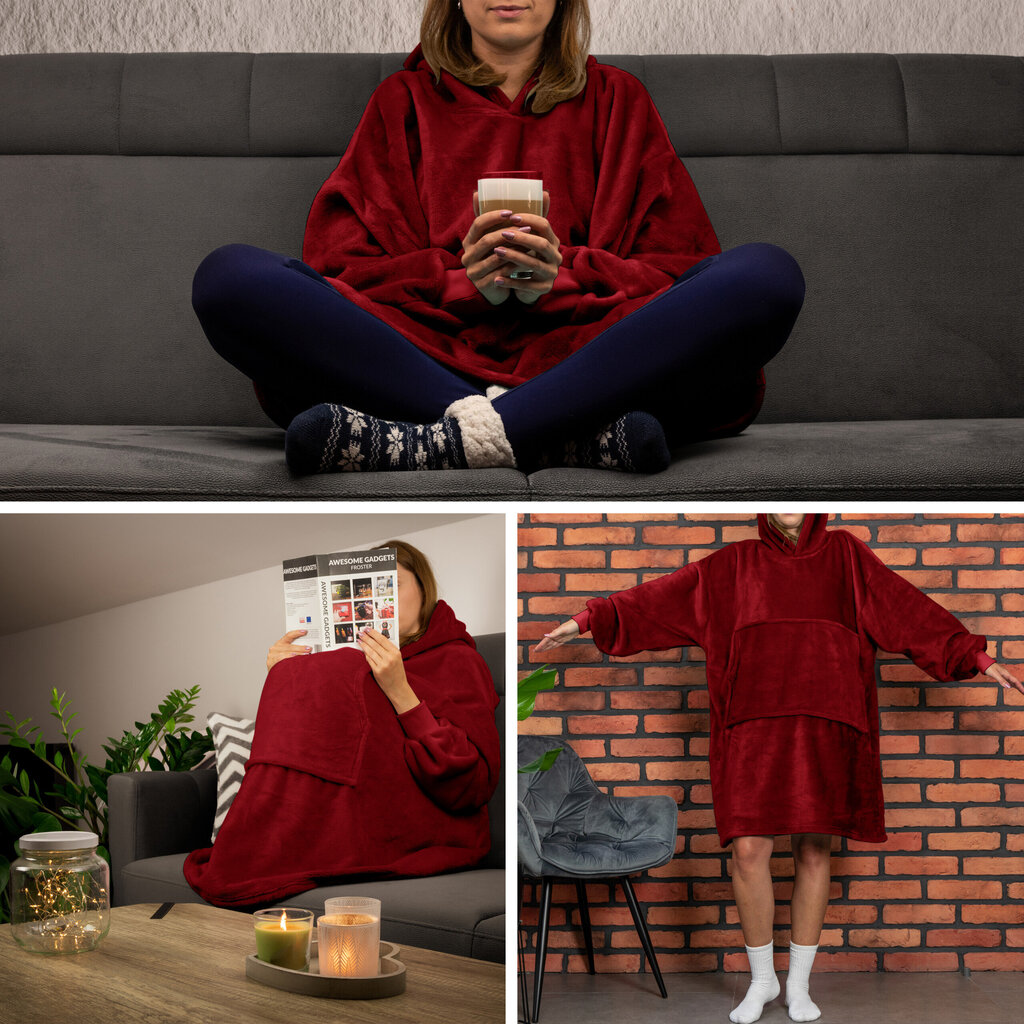 Pleds un džemperis ar kapuci vienā, sarkans цена и информация | Oriģināli džemperi | 220.lv