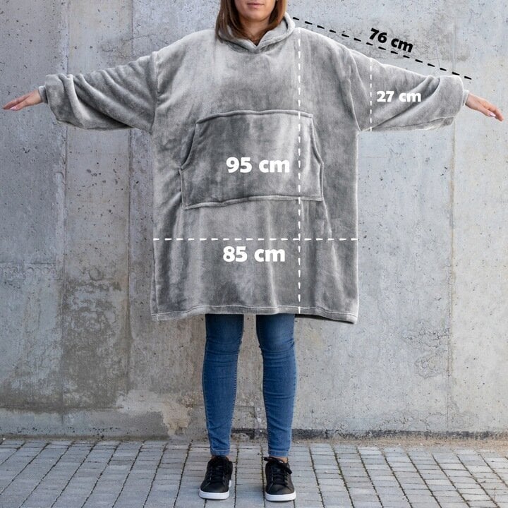 Pleds un džemperis ar kapuci vienā, pelēks cena un informācija | Oriģināli džemperi | 220.lv