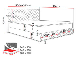 Континентальная кровать Auksencja-Manila 18-160x200 см цена и информация | Кровати | 220.lv