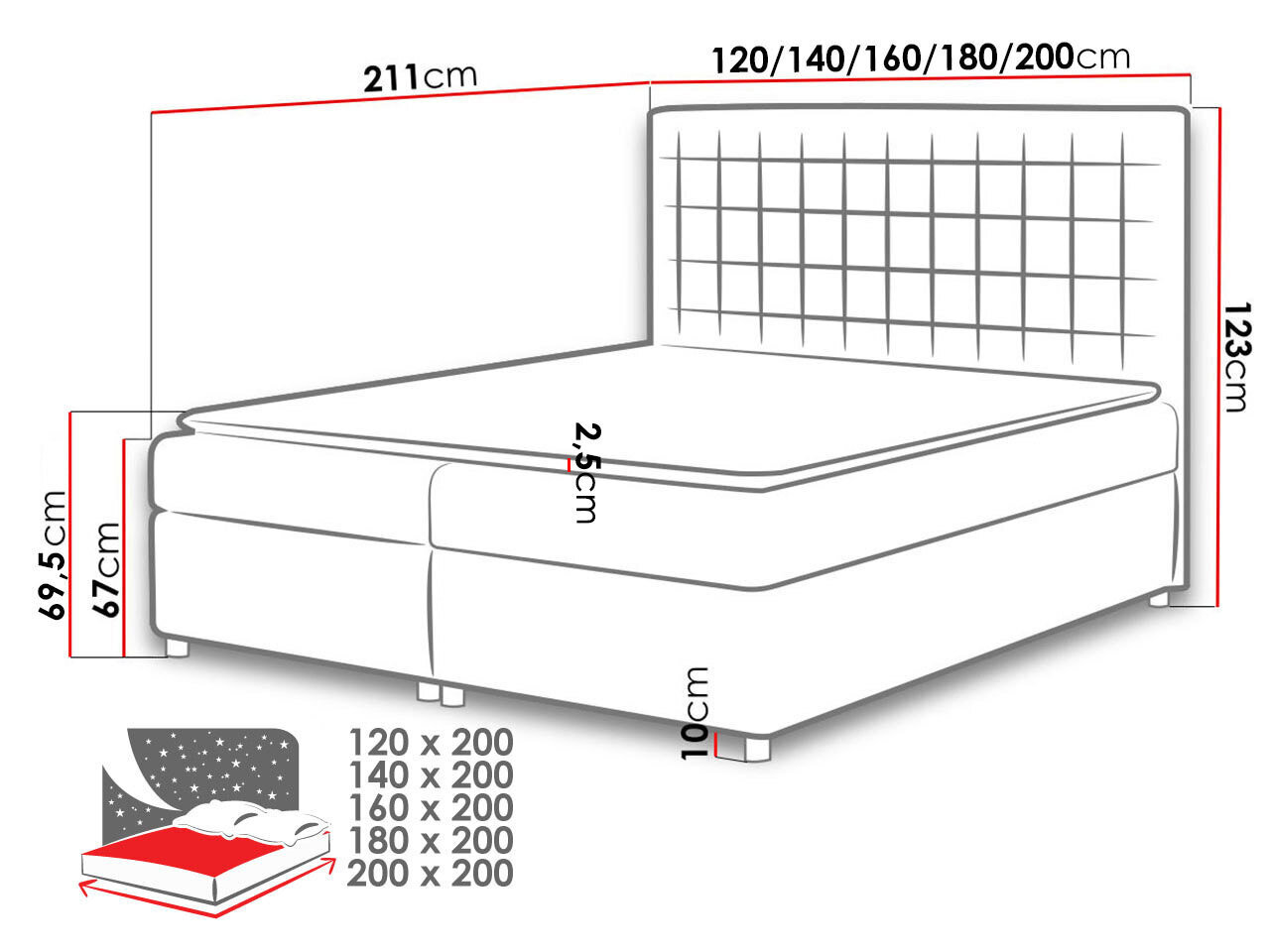 Kontinentālā gulta ALFI-ekoskóra Soft 017 (balta) - 120x200 cm cena un informācija | Gultas | 220.lv