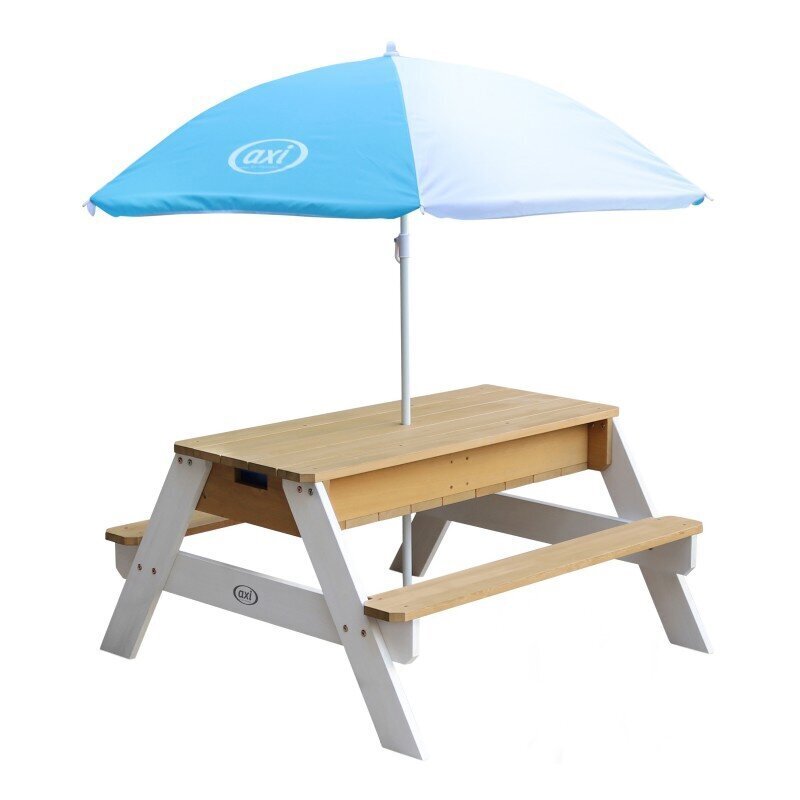 Daudzfunkcionāls dārza galds - Nick AXI, ar zilu lietussargu cena un informācija | Dārza mēbeles bērniem | 220.lv