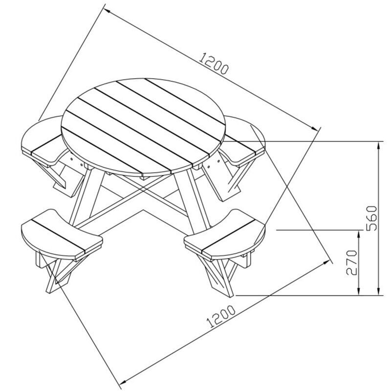 NLO koka piknika galds cena un informācija | Dārza mēbeles bērniem | 220.lv
