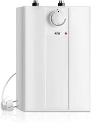 Boilers 5 l/2kW, bezspiediena - novietojams zem izlietnes, A klase, AEG HUZ 5 ÖKO Comfort ar bezspiediena trīs virzienu jaucējkrānu, hroma cena un informācija | AEG Mājai un remontam | 220.lv