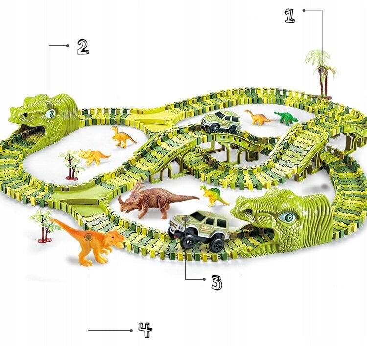 Dinozauru sacīkšu trase 360cm, Dexxer, 271 gab. цена и информация | Rotaļlietas zēniem | 220.lv