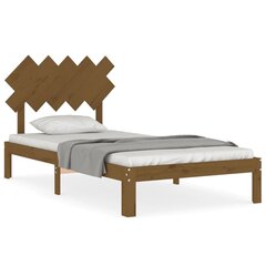 vidaXL gultas rāmis ar galvgali, 100x200 cm, masīvkoks, medus brūns cena un informācija | Gultas | 220.lv