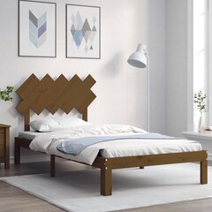 vidaXL gultas rāmis ar galvgali, 100x200 cm, masīvkoks, medus brūns cena un informācija | Gultas | 220.lv