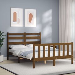 vidaXL gultas rāmis ar galvgali, 120x200 cm, masīvkoks, medus brūns цена и информация | Кровати | 220.lv
