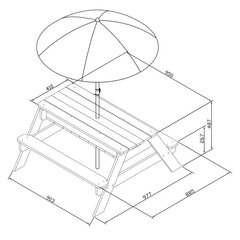 Многофункциональный садовый стол - Nick AXI, с зеленым зонтиком цена и информация | Деревянный стол для пикника с зонтиком AXI | 220.lv