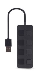Gembird UHB-U2P4-05 USB 2.0 4-портовый концентратор с переключателями, черный цена и информация | Адаптеры и USB разветвители | 220.lv