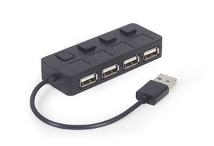 USB Centrmezgls Gembird USB 2.0 4-port Hub with Switches Black цена и информация | Адаптеры и USB разветвители | 220.lv