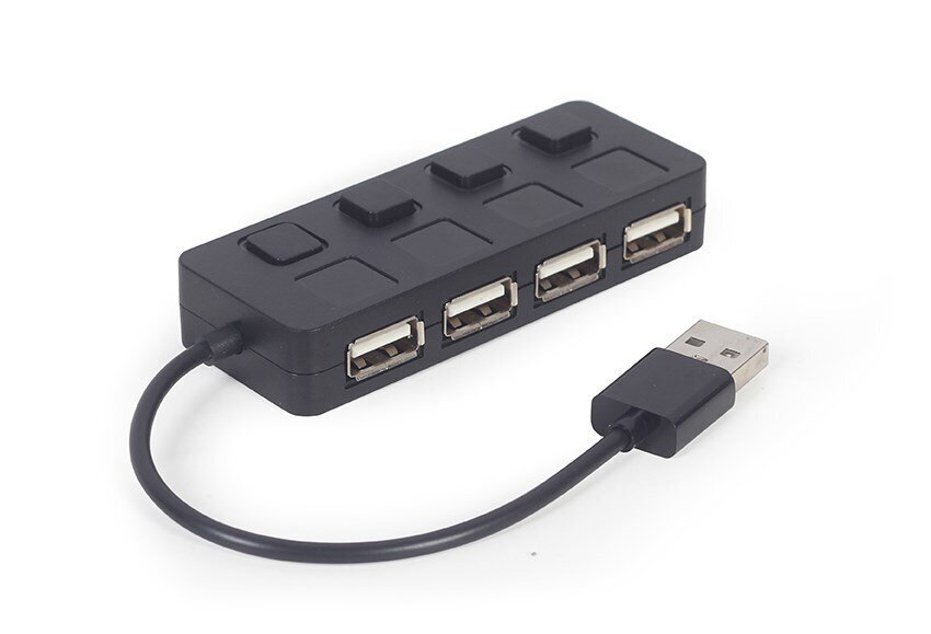 USB Centrmezgls Gembird USB 2.0 4-port Hub with Switches Black cena un informācija | Adapteri un USB centrmezgli | 220.lv