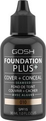 Grima pamats Gosh Foundation Plus 30 ml, 010 Tan cena un informācija | Grima bāzes, tonālie krēmi, pūderi | 220.lv