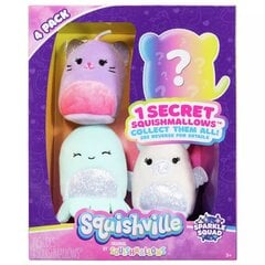 Mīkstās rotaļlietas Squishville Squishmallows Sparkle Squad, 4 gab. cena un informācija | Mīkstās (plīša) rotaļlietas | 220.lv