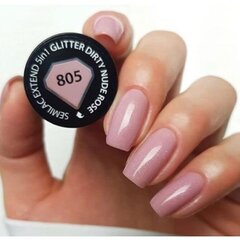 Semilac 805 стойкий гибридный гель лак для ногтей Extend Glitter Dirty Nude Rose 7 мл ( 5 in 1 ) цена и информация | Лаки для ногтей, укрепители | 220.lv