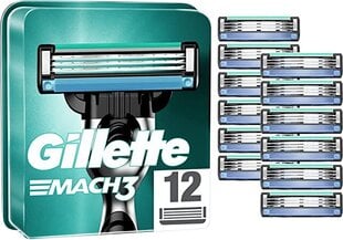 Skuvekļa galviņas Gillette Mach 3, 12 gab. цена и информация | Косметика и средства для бритья | 220.lv