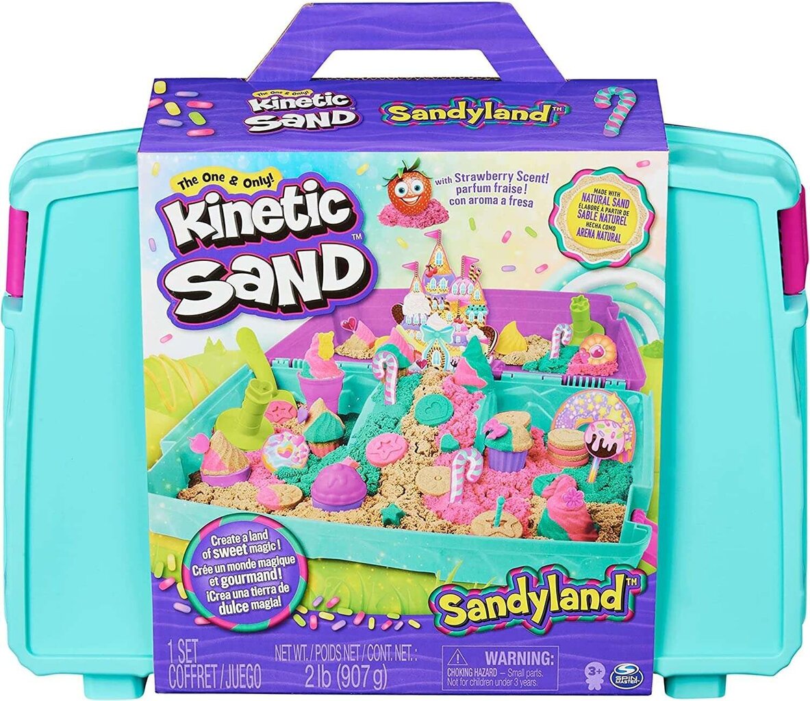 Koferis Komplekts Sandyland Kinetic Sand 3 krāsas + piederumi cena un informācija | Attīstošās rotaļlietas | 220.lv