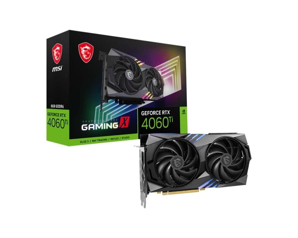 MSI GeForce RTX 4060 Ti spēļu X 8G (RTX4060TIGAMX8G) цена и информация | Videokartes (GPU) | 220.lv