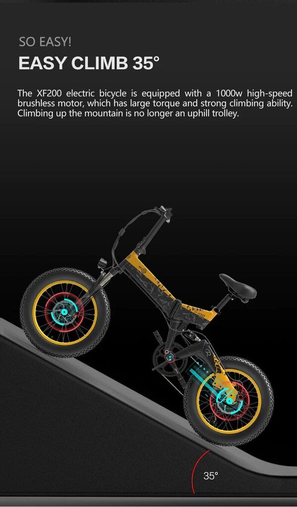 Elektriskais velosipēds BEZIOR XF200, melns/dzeltens, 1000W, 15Ah cena un informācija | Elektrovelosipēdi | 220.lv
