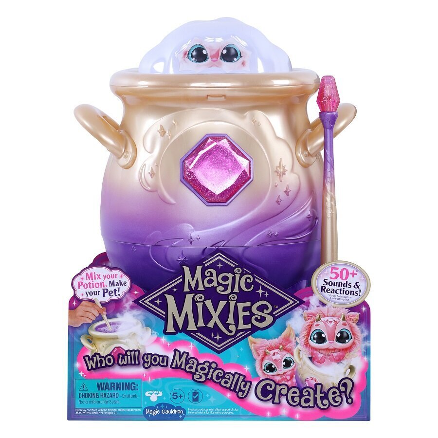 Magic Mixies maģisks katls ar interaktīvu 8 collu rozā plīša rotaļlietu un 50+ skaņām un reakcijām cena un informācija | Rotaļlietas meitenēm | 220.lv