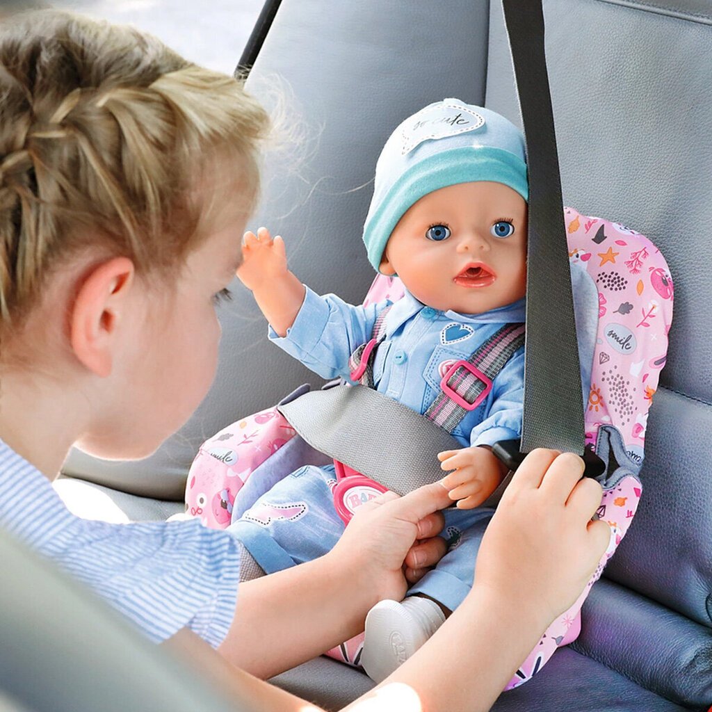 Leļļu autokrēsliņš Baby Born, rozā/pelēks cena un informācija | Rotaļlietas meitenēm | 220.lv