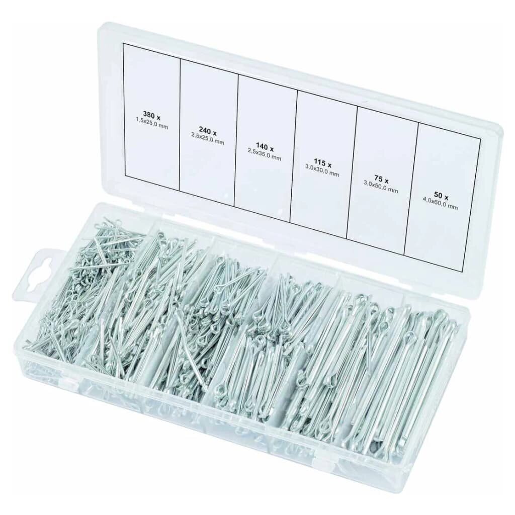 424937 KS Tools 1000 Piece Split Pins Assortment 1,5x25-4x60mm цена и информация | Rokas instrumenti | 220.lv