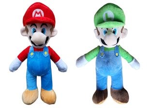 Super Mario + Luigi mīksto rotaļlietu komplekts, 38cm, 2 gab. cena un informācija | Mīkstās (plīša) rotaļlietas | 220.lv
