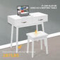 Kosmētiskais galdiņš KS185 ar LED apgaismojumu un mīkstu krēsliņu, balts cena un informācija | Kosmētikas galdiņi | 220.lv