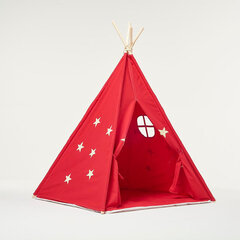 Игровая палатка Teepee Play Tent, красная с звёздами цена и информация | Детские игровые домики | 220.lv