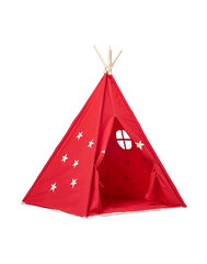 Игровая палатка Teepee Play Tent, красная с звёздами цена и информация | Детские игровые домики | 220.lv