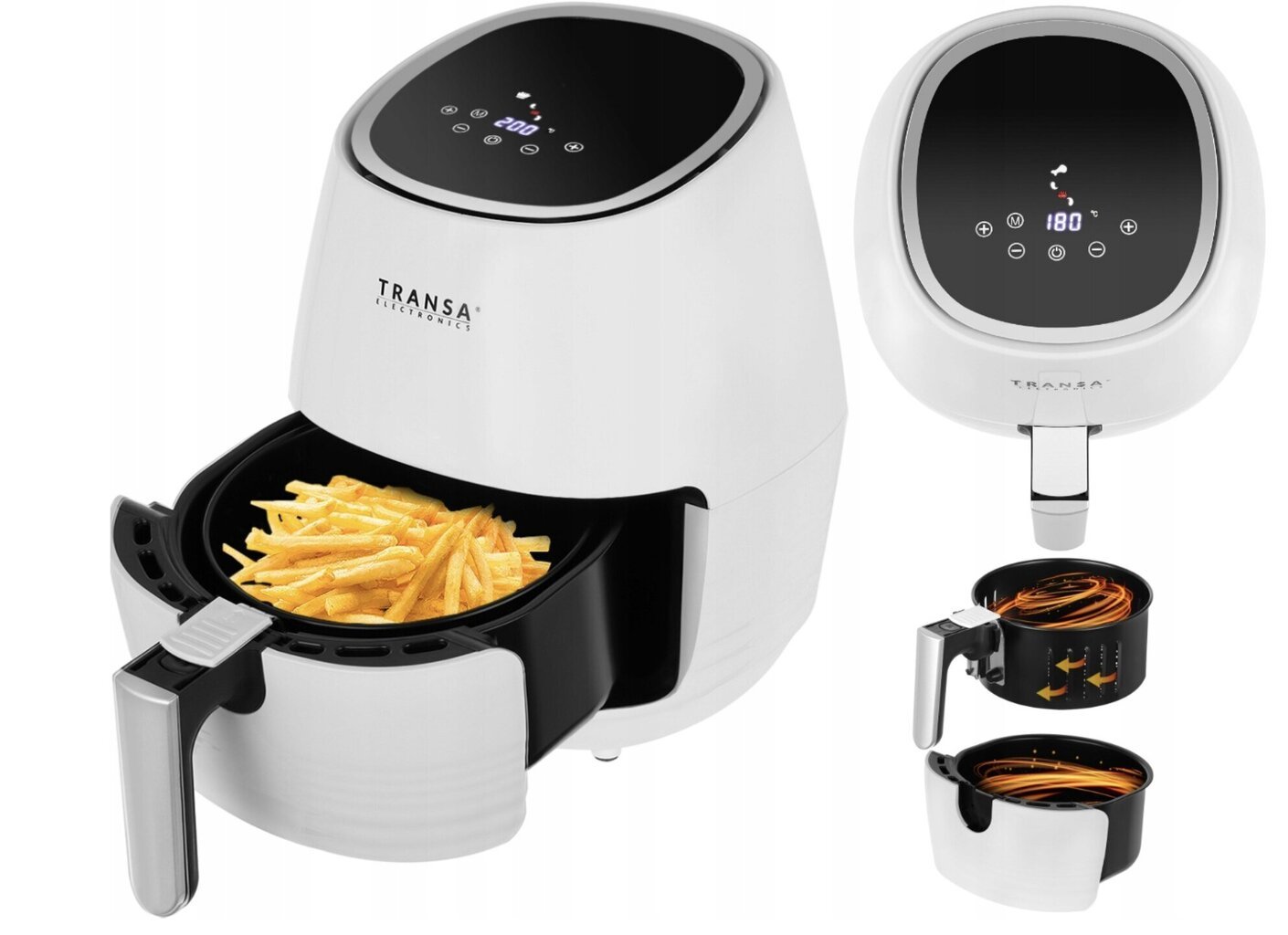 TZS First Austria - Digital Hot Air Fryer - Airfryer XL - 5L - Black -  5053-4 