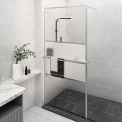 vidaXL dušas siena ar plauktu, hroma, 80x195 cm, ESG stikls, alumīnijs cena un informācija | Dušas durvis, dušas sienas | 220.lv