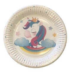 Одноразовые бумажные тарелки Magical Unicorn, 18 см цена и информация | Праздничная одноразовая посуда | 220.lv