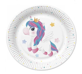 Vienreizējās lietošanas papīra šķīvji Magical Unicorn. 22,7 cm cena un informācija | Vienreizējie trauki | 220.lv