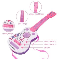 Bērnu ģitāra Jin, ar gaismas un skaņas efektu. rozā cena un informācija | Attīstošās rotaļlietas | 220.lv