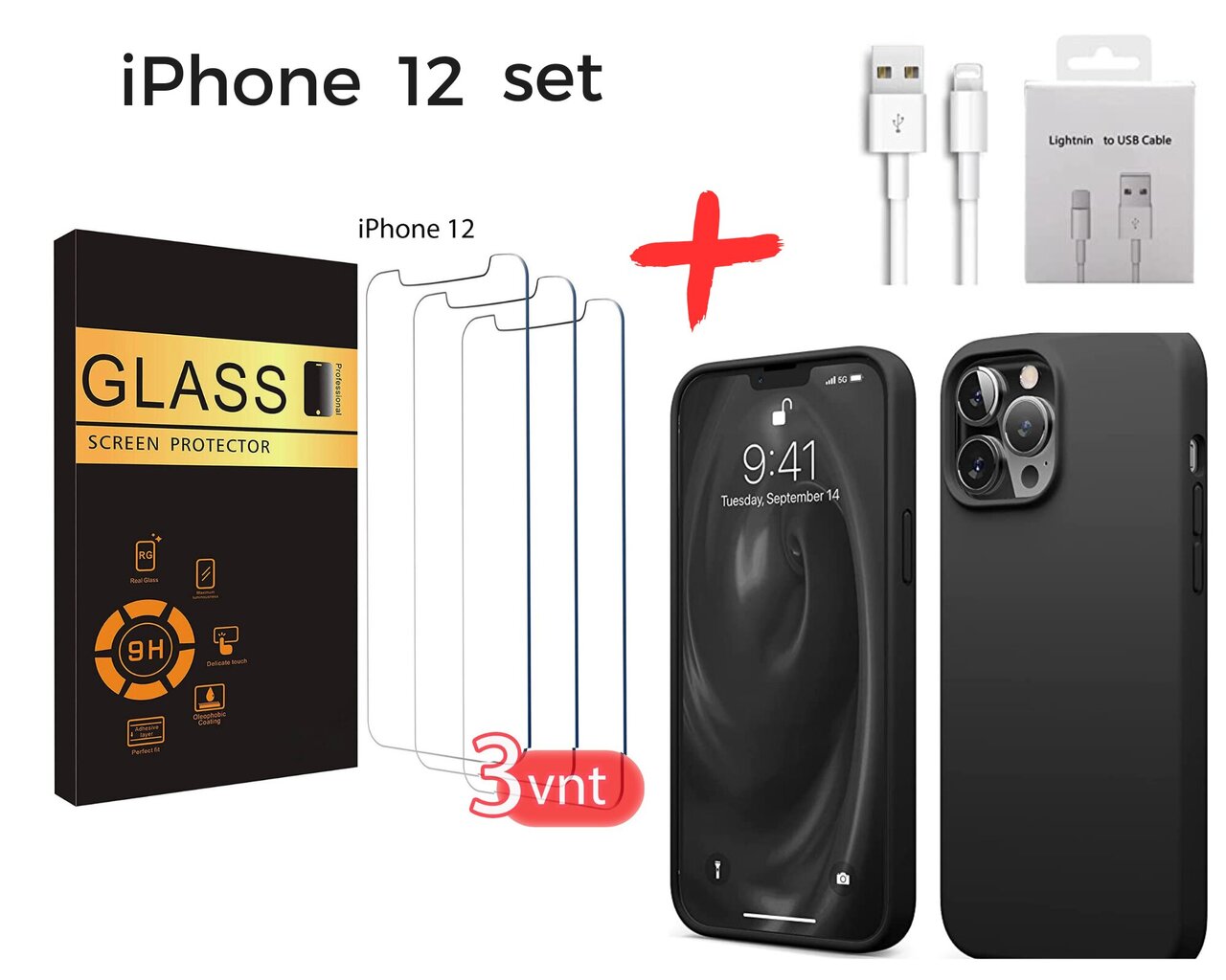 Jashinne Silicone Case Set 3in1 IP12 cena un informācija | Ekrāna aizsargstikli | 220.lv