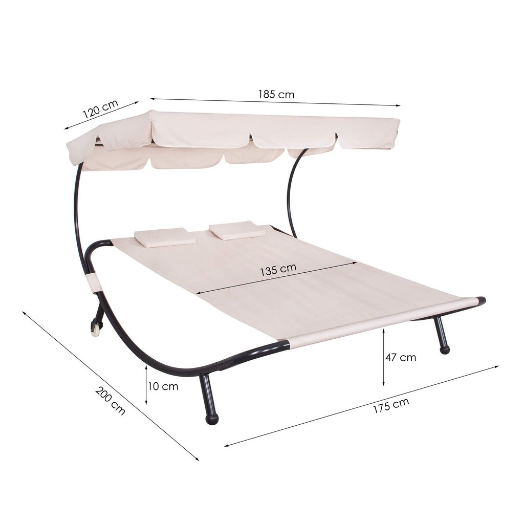 Divguļamā gulta Springos, bēša cena un informācija | Sauļošanās krēsli | 220.lv