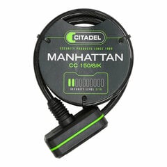 Кабель с замком Citadel Manhattan cc 150/8/k Чёрный 150 cm цена и информация | Замки для велосипеда | 220.lv