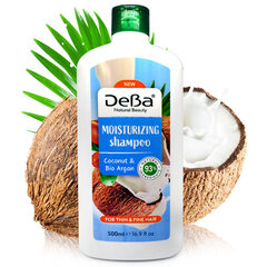 Увлажняющий шампунь с кокосовым молоком и аргановым маслом Deba, 500 мл цена и информация | Шампуни | 220.lv