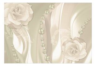 Fototapetes ar instrumentu un tapešu līmi - Rozes un pērles (krēmkrāsa), 400x280 cm cena un informācija | Fototapetes | 220.lv