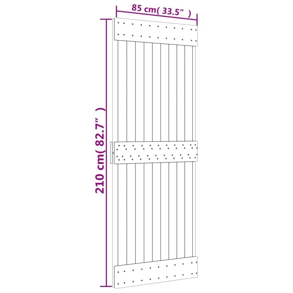 vidaXL šķūņa durvis, 85x210 cm, priedes masīvkoks cena un informācija | Iekšdurvis | 220.lv