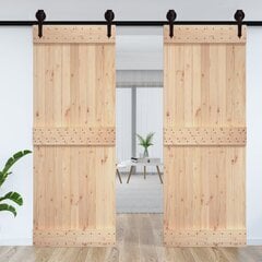 vidaXL šķūņa durvis, 85x210 cm, priedes masīvkoks цена и информация | Внутренние двери | 220.lv