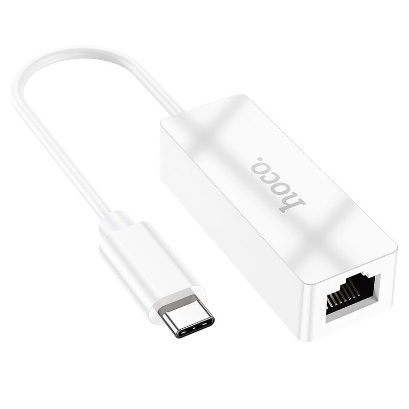 Audio pārveidotājs Hoco UA22 Type-C to RJ45 100 Mbp, balts цена и информация | Adapteri un USB centrmezgli | 220.lv